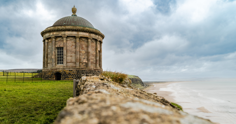 A temple overlooking a beach