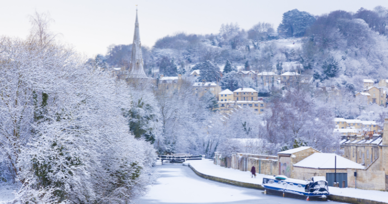 The city of Bath covered in snow