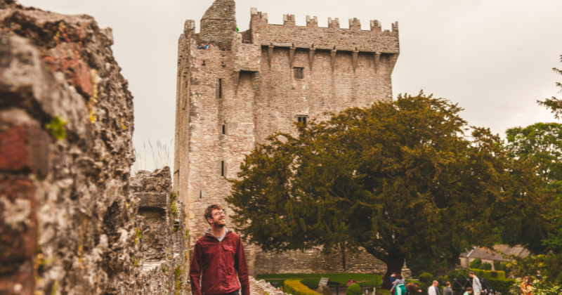 A man walking in Blarney Castle