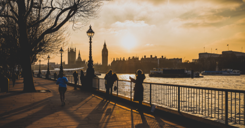 London by the River Thames in winter