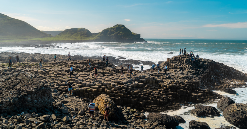 hexagonal basalt columns by the ocean