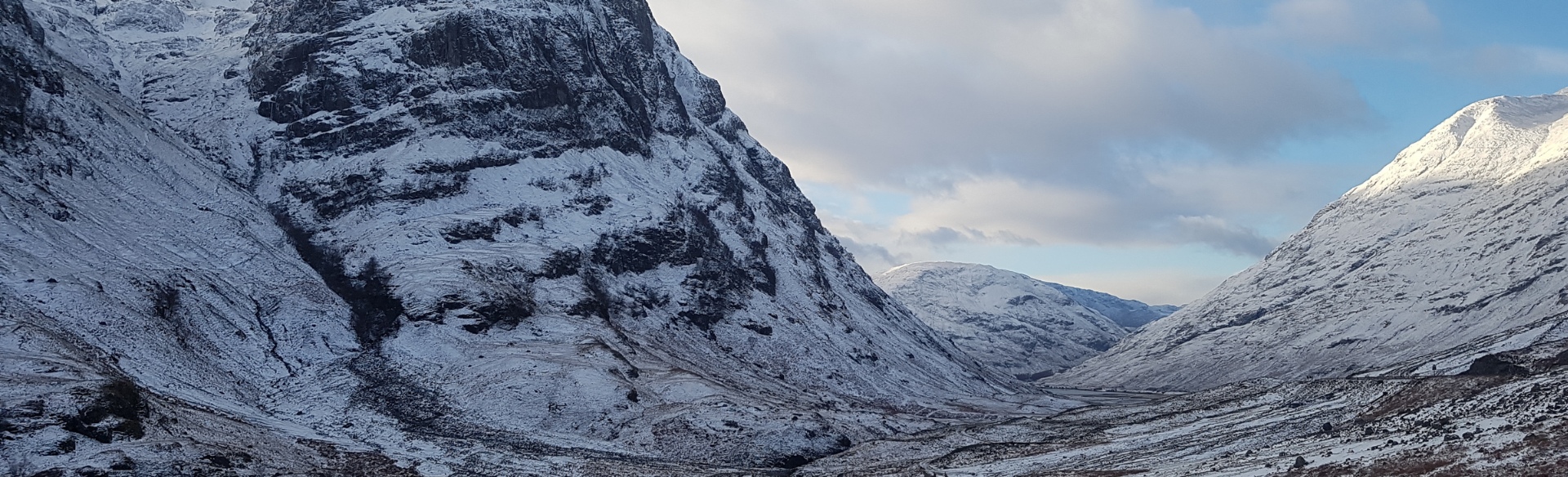 A mountain range covered in snow