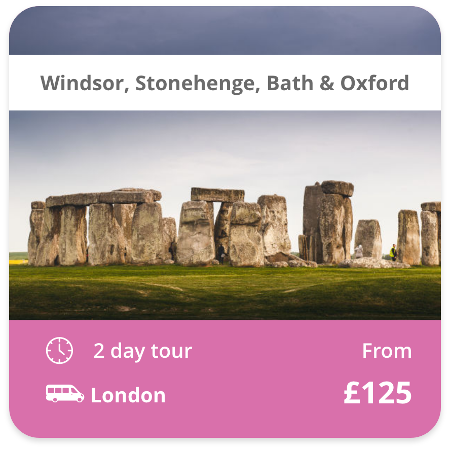 Windsor, Stonehenge, Bath & Oxford 2 day tour