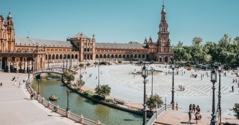 A courtyard and palace in Spain