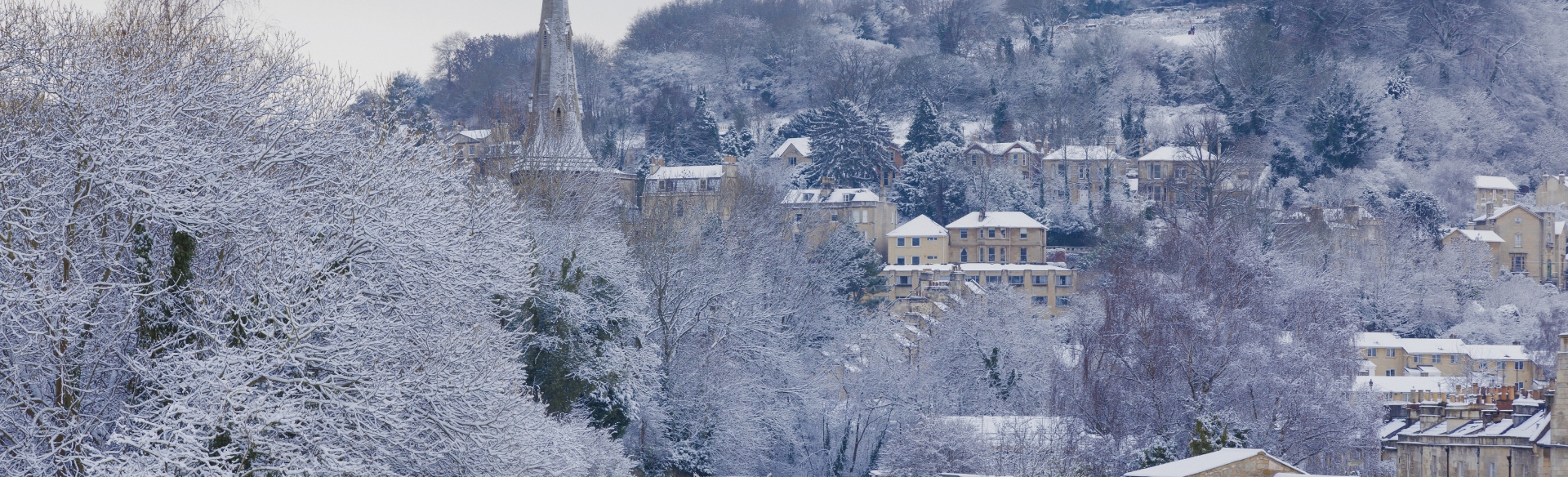 The city of Bath covered in snow