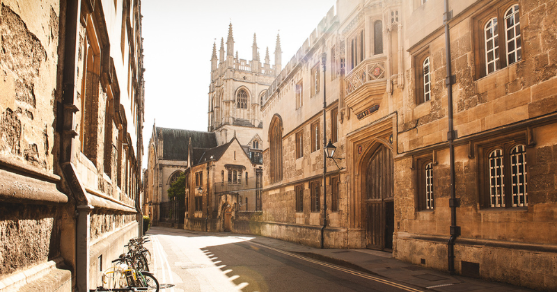 Old stone buildings in a city