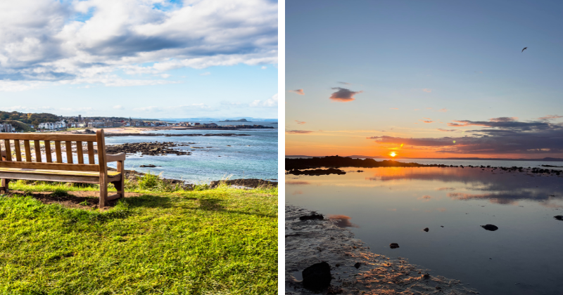 north berwick (left) and yellowcraig beach (right)