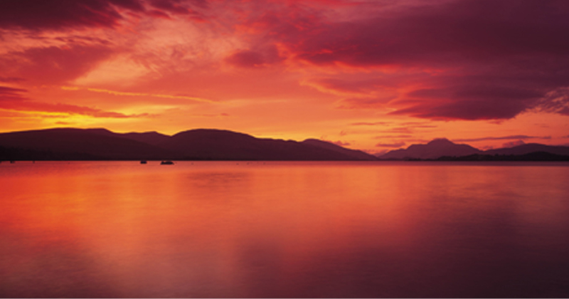 A loch at sunset