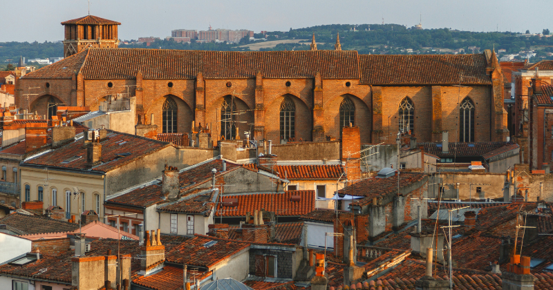 Old buildings in a city